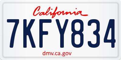 CA license plate 7KFY834