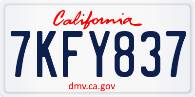 CA license plate 7KFY837