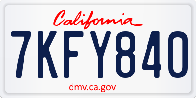 CA license plate 7KFY840