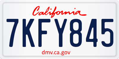 CA license plate 7KFY845