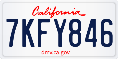 CA license plate 7KFY846