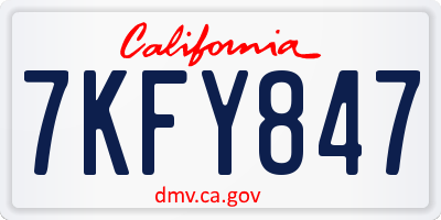 CA license plate 7KFY847