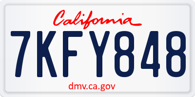 CA license plate 7KFY848