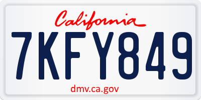 CA license plate 7KFY849