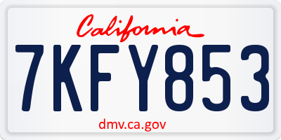 CA license plate 7KFY853