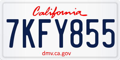 CA license plate 7KFY855