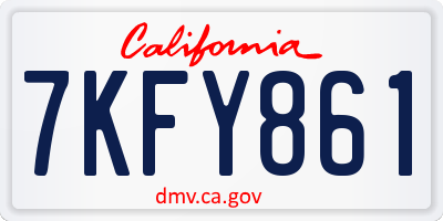 CA license plate 7KFY861