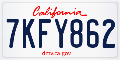 CA license plate 7KFY862
