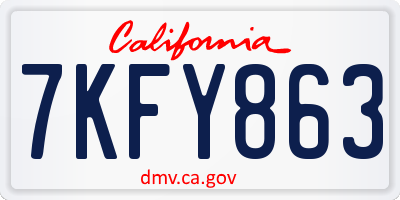 CA license plate 7KFY863