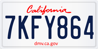 CA license plate 7KFY864
