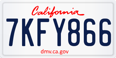CA license plate 7KFY866