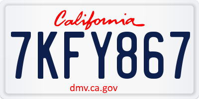 CA license plate 7KFY867