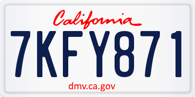 CA license plate 7KFY871