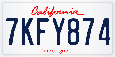 CA license plate 7KFY874