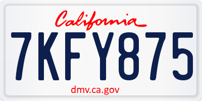 CA license plate 7KFY875