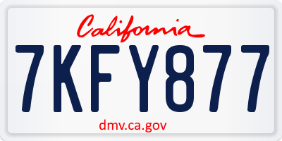 CA license plate 7KFY877