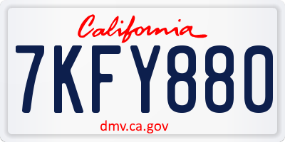 CA license plate 7KFY880