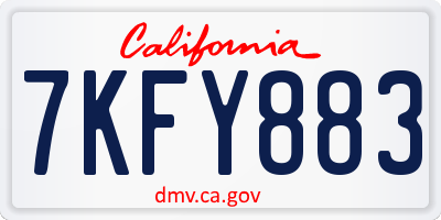 CA license plate 7KFY883