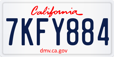 CA license plate 7KFY884