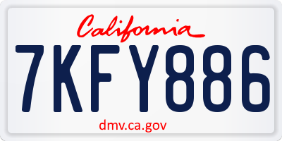 CA license plate 7KFY886