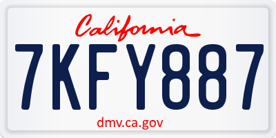 CA license plate 7KFY887