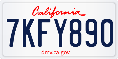 CA license plate 7KFY890