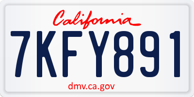 CA license plate 7KFY891