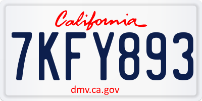 CA license plate 7KFY893