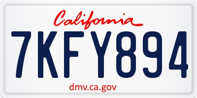 CA license plate 7KFY894