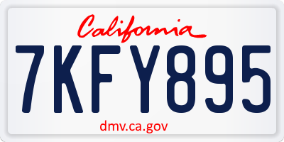 CA license plate 7KFY895