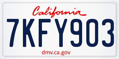 CA license plate 7KFY903