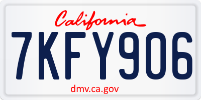 CA license plate 7KFY906