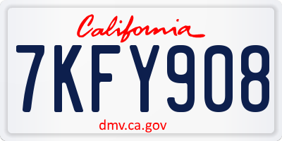 CA license plate 7KFY908
