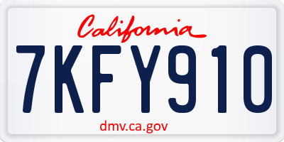 CA license plate 7KFY910