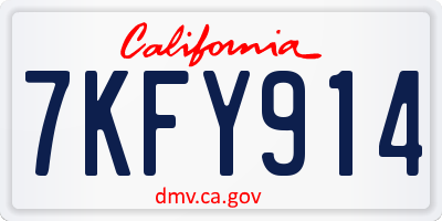 CA license plate 7KFY914