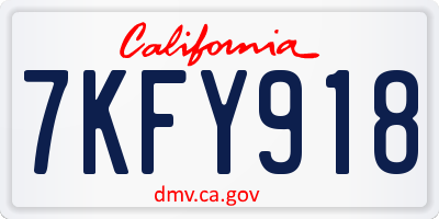 CA license plate 7KFY918