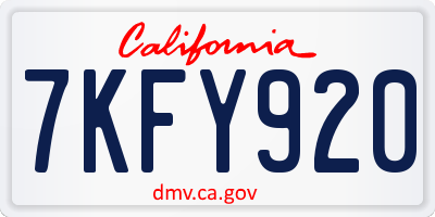 CA license plate 7KFY920