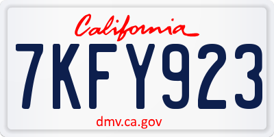 CA license plate 7KFY923