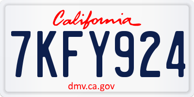 CA license plate 7KFY924