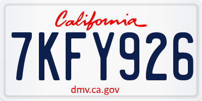 CA license plate 7KFY926