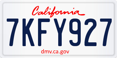 CA license plate 7KFY927