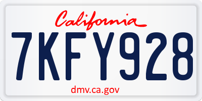 CA license plate 7KFY928
