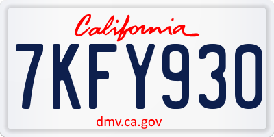 CA license plate 7KFY930