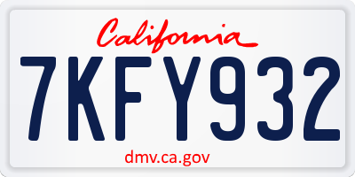 CA license plate 7KFY932