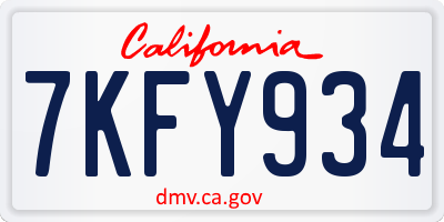 CA license plate 7KFY934