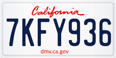 CA license plate 7KFY936