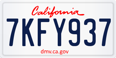 CA license plate 7KFY937