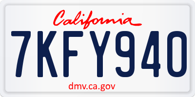 CA license plate 7KFY940