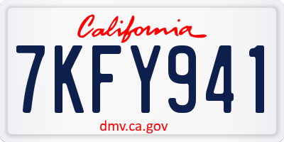 CA license plate 7KFY941