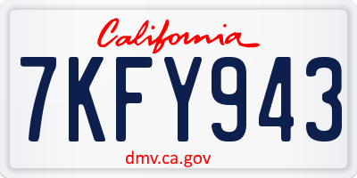 CA license plate 7KFY943